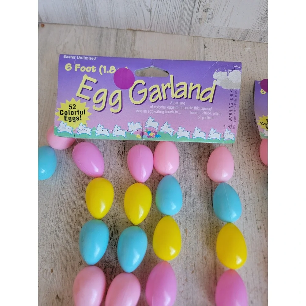 Vintage blow mold pastel egg garland Easter spring hanging home decor set